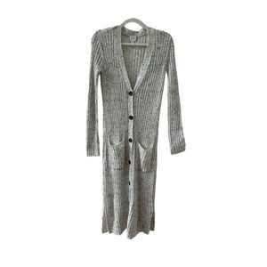 Peyton Jensen Button-Front Speckled Long Cardigan Women's White Size XS